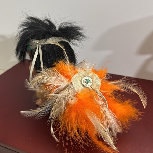 Highly Collectable Native American Crawling Baby Porcelain Doll with Feathers - Picture 3 of 8